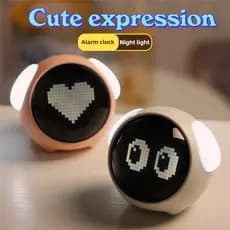 Crianças LED Emoticon Pixel Despertador Inteligente Luminoso Despertador Estudante Cabeceira Snooze Despertador Digital