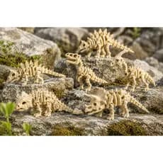 Kit 6 Dinossauros Articulados Fóssil Branco Em PLA 12cm Colecionável Sensorial Infantil