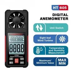 Anemômetro digital profissional, medidor de velocidade do vento, temperatura e umidade, mini portátil