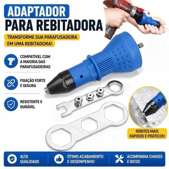 Adaptador Rebitadeira Cabeçote Suporte Rebite 4 Bicos 2.4-4.8mm Para Parafusadeira E Furadeira Prático