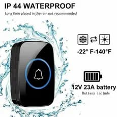 Campainha sem fio de alta qualidade, design à prova d'água - 1 botão e 1 receptor DC, fácil de usar