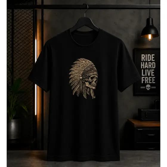 Camisetas Masculinas, Camisa Adulto, Camisa, Streetwear, Caveira, Estampa básica, Índio, DTF