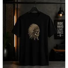 Camisetas Masculinas, Camisa Adulto, Camisa, Streetwear, Caveira, Estampa básica, Índio, DTF