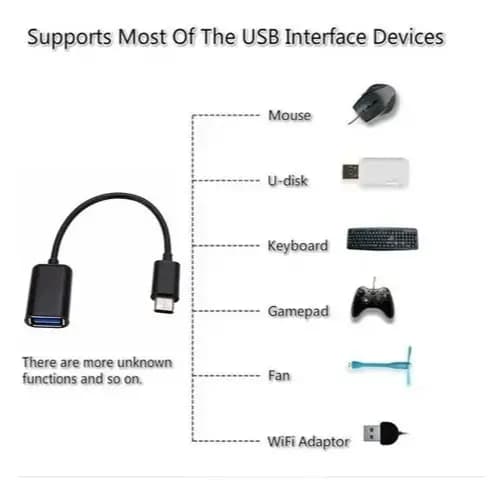 Cabo Adaptador Tipo C OTG Para Pendrive USB Conexão Rápida Transferência Dados Compatível Smartphones Tablets
