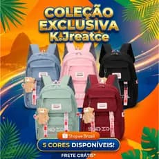 Mochila Escolar Unissex Feminina Coreana Grande Capacidade Resistente Ideal para Faculdade Passeio Viagem com Ursinho