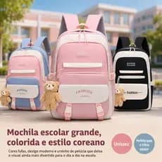 Mochila Escolar Grande Unissex Coreana/Japonesa Mochila Impermeável Bolsa Secreta Para Notebook Feminino Infantil Adulto