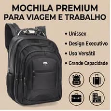 Mochila Grande para Viagem e Trabalho com Porta USB e Cadeado para Notebook Material Impermeável Resistente, Unissex