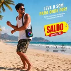 Bolsa com Som Bluetooth Nylon Transversal Portátil Leve Resistente Recarregável + Brinde