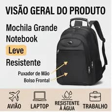 Mochila para Viagem e Trabalho Grande Notebook Leve Resistente, Mochila Masculina Feminina Unissex Escritório