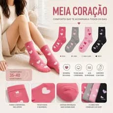 meia feminina cano medio (3-12) Meias femininas de cano médio com estampa floral, meias esportivas, tamanho 35-40
