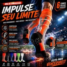 Meia de Compressão Masculina Esportiva Respirável Para Futebol Treino Corrida Tamanho 40-46