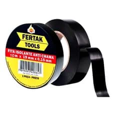 Fita Isolante Anti Chama Fertak 20m x 19mm Preta Uso Elétrico