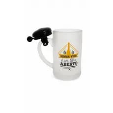 Caneca de Chopp Com Campainha 400ml Frases Divertidas Vidro Jateado Presente