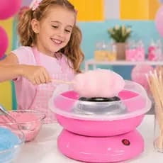 Mini Máquina Algodão Doce Elétrica 110V Rosa Festa Aniversário Renda Extra Fácil Usar