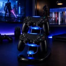 Carregador Duplo Para Controle PS4 Dualshock Base Suporte Manete LED