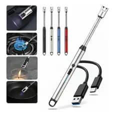 Isqueiro Elétrico Recarregável USB Acendedor Plasma Flexível 360 para Fogão Velas Churrasqueira Camping