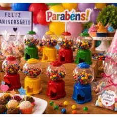 Kit 100 Mini Baleiro De Doces Colorido Lembrancinha Festa Suporte De Balas Máquina