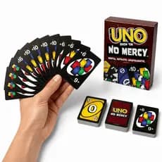 Jogo de Cartas Uno No Mercy 168 Cartas Black Novas Regras Diversão em Família Amigos Edição Especial