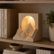 Luminária LED Decorativa de Mesa Escultura Minimalista de Montanhas em PLA | Luz Quente para Sala, Quarto Escritório