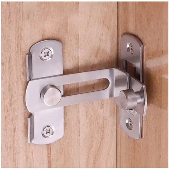 Fecho Trava Tranca Angular em L 90° Gavetas Portas Janelas Tramela Trinco