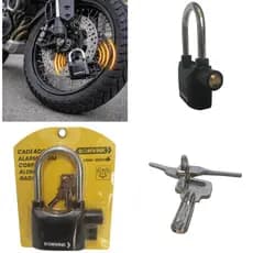 Cadeado Alarme À Prova D'água Sonoro Reforçado Antifurto 110db Bike Moto Casa Portões Cercas Com 3 Chaves Tetra + 6 Bate