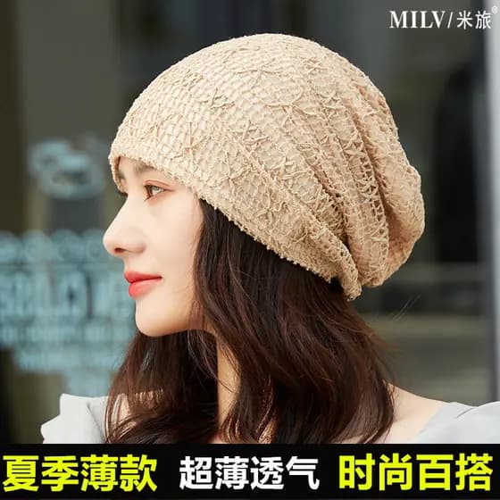Baotou boné feminino primavera verão estilo fino oco renda respirável pulôver boné de algodão quimioterapia boné turbant