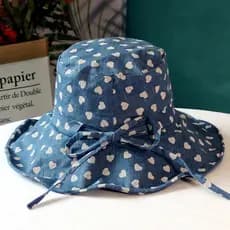 Amor japonês impresso grande borda guarda-sol chapéu feminino verão protetor solar Anti-ultravioleta algodão linho tecid