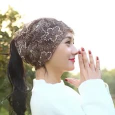 Versão coreana primavera verão pulôver boné lenço feminino Ultra-fino respirável renda flor confinamento boné cabeça car