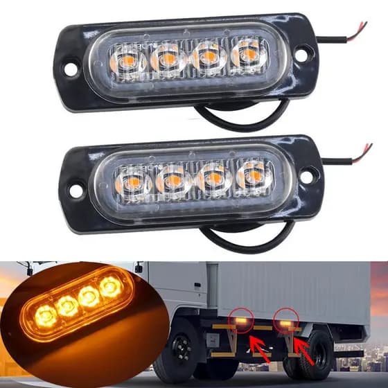 2 peças de luzes LED 12V-24V 4 cores (laranja/vermelho/branco/azul) para sinalização lateral de carros, reboques e camin