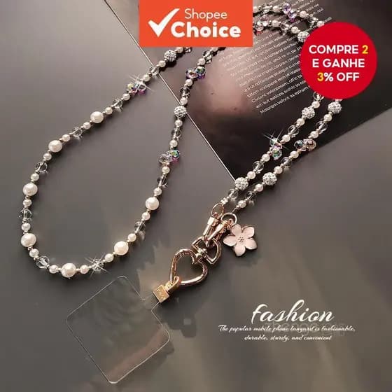 O cordão anti-perda para celular com cristais é um acessório essencial para viagens ao ar livre.   OW8U