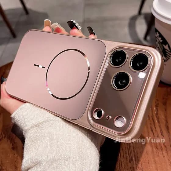 Capa magnética fina e deslumbrante para celular, em ouro rosa, nova, com acabamento metálico fosco e brilhante, com gran