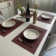 Padrão de bambu PVC comida ocidental Placemat Teslin tecido almofada de isolamento térmico Cross-Border impermeável reta