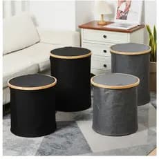 Cesta de roupas sujas de linho de algodão dobrável Cesta de armazenamento de grande capacidade reforçada de bambu Balde