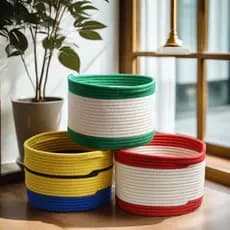 Novo estilo simples moderno cesta de armazenamento corda algodão cesta de armazenamento brinquedo lanches bens doméstico
