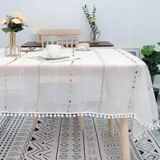 Nordic simples arco-íris doce fio algodão linho toalha de mesa arte fresca casa retangular toalha de mesa sala de estar