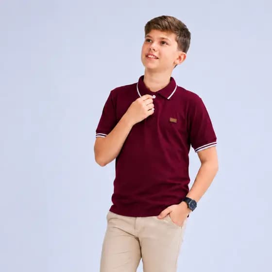 Camiseta Camisa Gola Polo infantil menino Juvenil Masculina lisa de algodão Premium Kids Club do tamanho 4 ao 14 anos