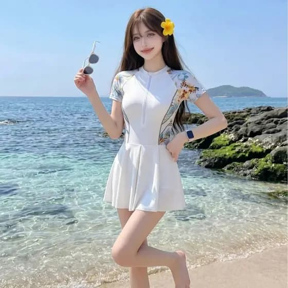 Maiô feminino High-End verão conservador mais magro olhar maiô Boxer maiô de uma peça ligeiramente gordo primavera quent