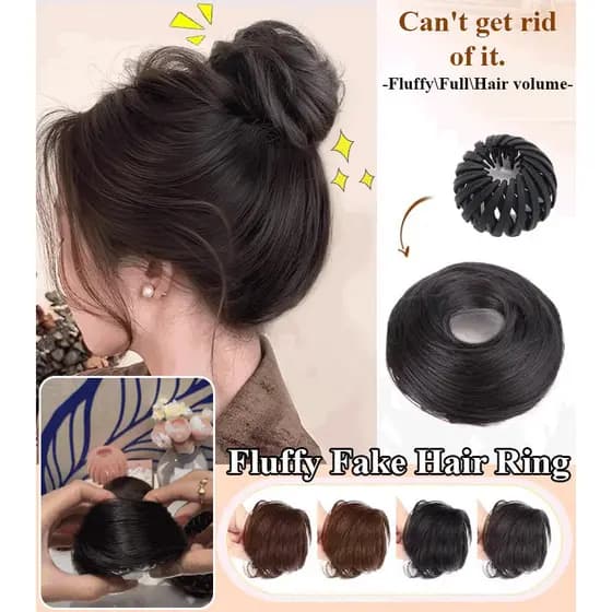 【Estilo Natural】Coque Despojado/Bird Nest Messy Bun - Fibra Sintética/Elástico de Cabelo/Volume Instantâneo