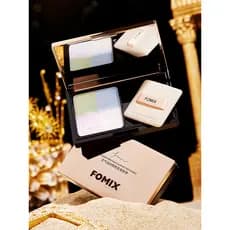 FOMIX fio de pena de ar, pó de maquiagem de fixação de quatro cores, controle de óleo, fosco, de longa duração, à prova