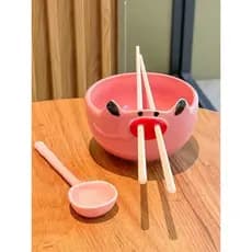Piggy tigela de macarrão instantâneo bonito engraçado tigela de cerâmica utensílios de mesa pessoais das crianças 2026 n