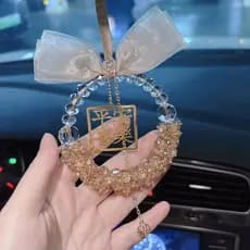 Novo pingente de carro Interior pingente espelho retrovisor do carro pingente novo estilo High-End paz alegria cristal f