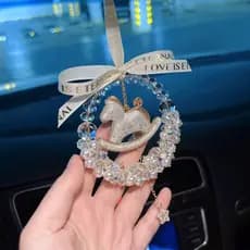 Pingente de carro High-End cristal pônei pérola arco espelho retrovisor do carro pingente senhoras criativo Interior pin