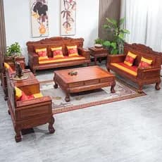 Sofá chinês de madeira maciça, mesa de centro, combinação de armário de TV, ébano, país, sala de estar, Ming Qing, móvei