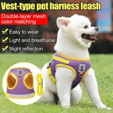 【Fácil de Ajustar】[Durable and Adjustable] Pet Chest and Back Strap Innovative Design Doublelayer Mesh Reflective Pet Ha