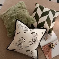 Almofada de sofá de sala de estar estilo creme francês High-End nórdico ins bonito bordado Zebra travesseiro de cabeceir
