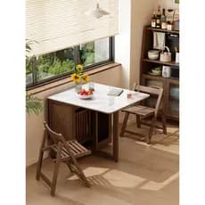 Mesa de jantar dobrável em ardósia de madeira maciça Mesa de jantar para apartamento pequeno doméstico Mesa de jantar re