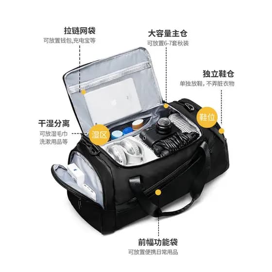 Bolsa de ginástica para natação, separação seca e molhada, bolsa esportiva masculina para treinamento, curta distância,
