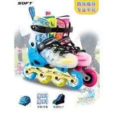Patins crianças conjunto completo profissional meninos patins meninas iniciantes médio grande crianças plana flor patins