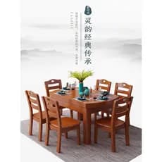 Mesa de jantar de madeira maciça combinação de cadeira chinesa retrátil dobrável retangular redonda mesa de jantar domés