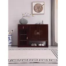 Novo estilo chinês ébano madeira maciça sapato armário porta do agregado familiar simples sala de estar grande capacidad